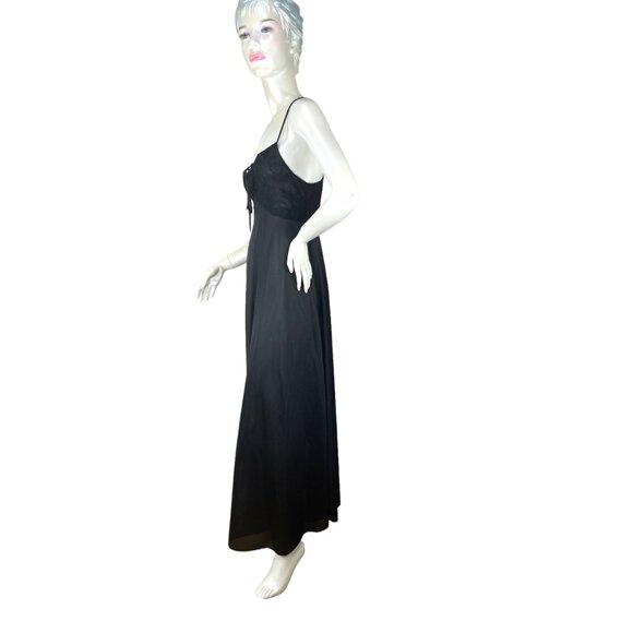 1960s black peignoir negligee in nylon and lace by Shadowline Size S/M - Picture 4 of 10
